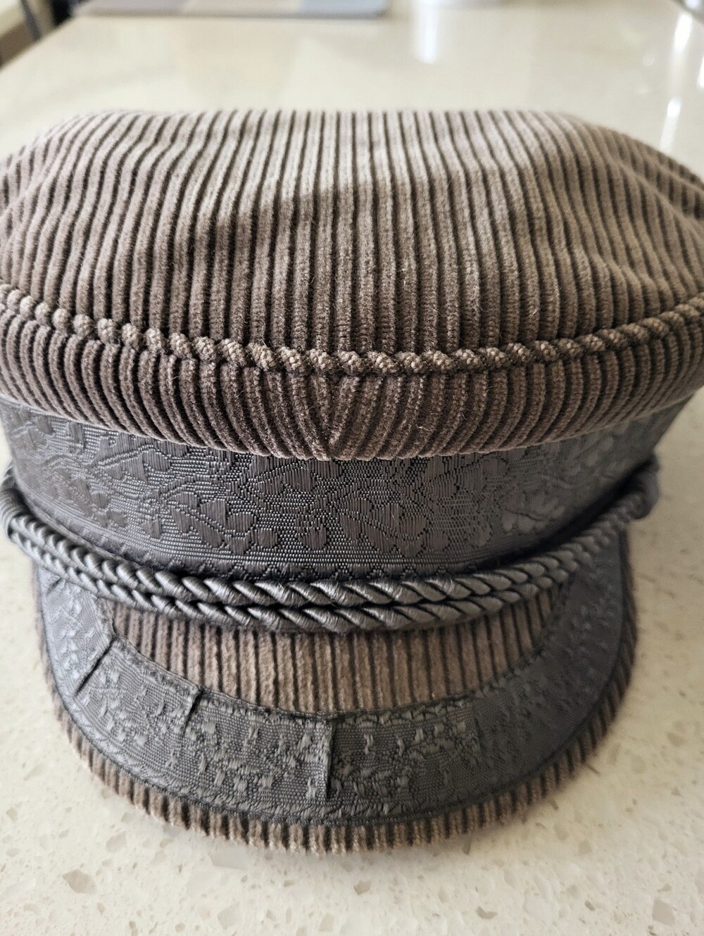 Vintage Prinz Heinrich Mütze German Sailor Cap Grey Corduroy Sz 57 Maritime Hay